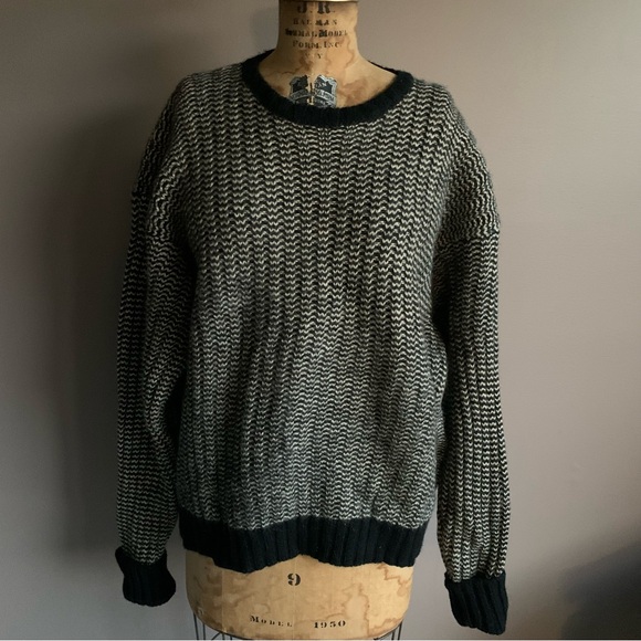 Vintage 90’s Polo Ralph Lauren Wool Herringbone Crew Oversized Sweater, XL - Picture 1 of 8